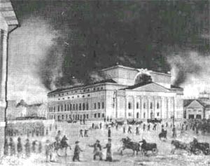 11 марта 1853 года пожар уничтожил все внутренние помещения Большого театра.